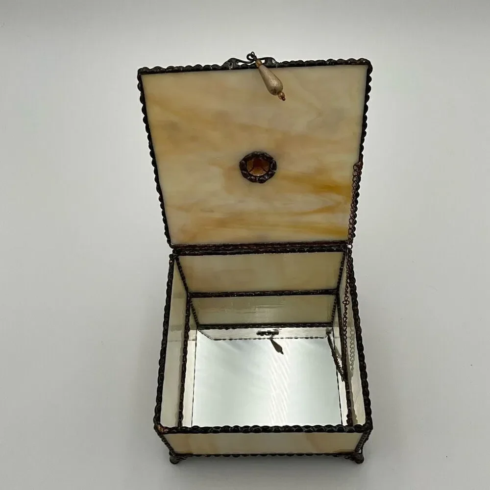 HANDCRAFTED Stained Glass Jewelry Box Keepsake Box